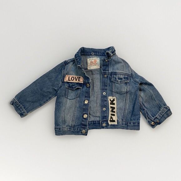 Vintage ZARA BABY GIRL x PINK PANTHER Terry Hood Denim Jacket 9-12m - Picture 2 of 16
